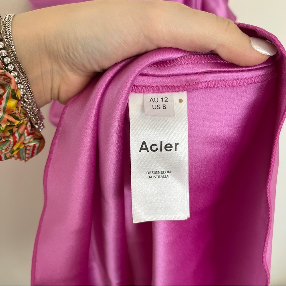 Acler Abdie Satin Gathered Mini Dress Size 8 - Picture 11 of 11